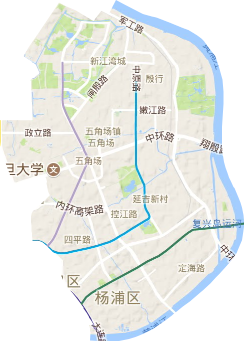 杨浦区地形地图