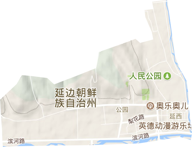 公园街道地形地图