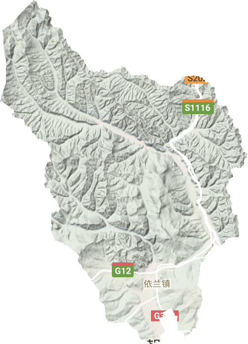 依兰镇地形地图