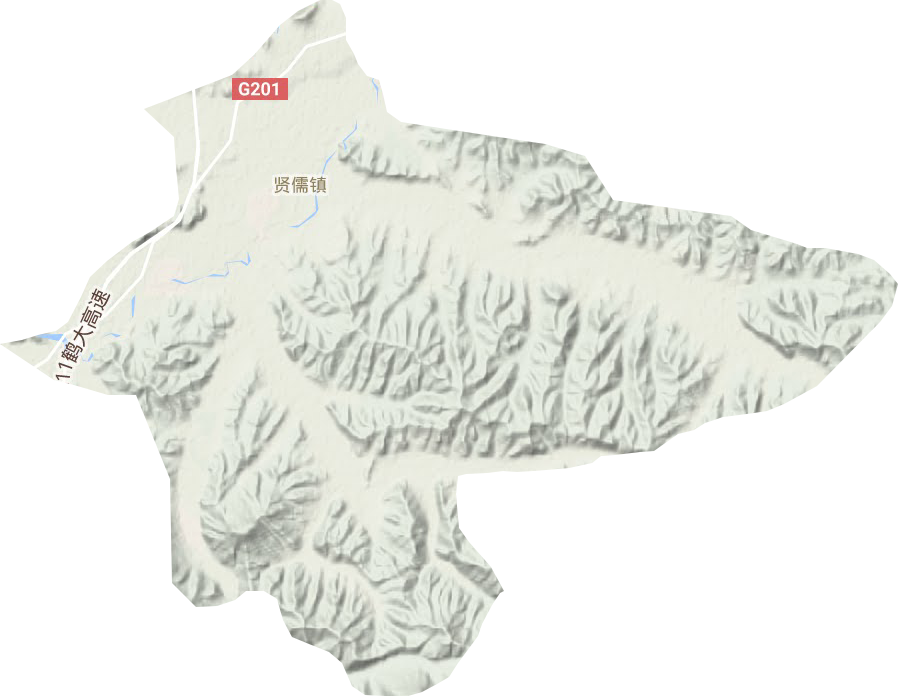贤儒镇地形地图