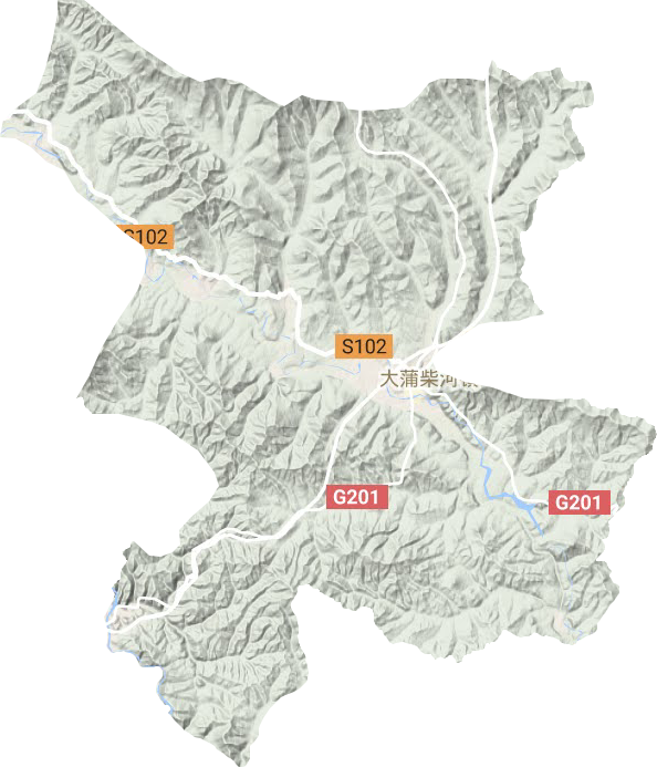 大蒲柴河镇地形地图