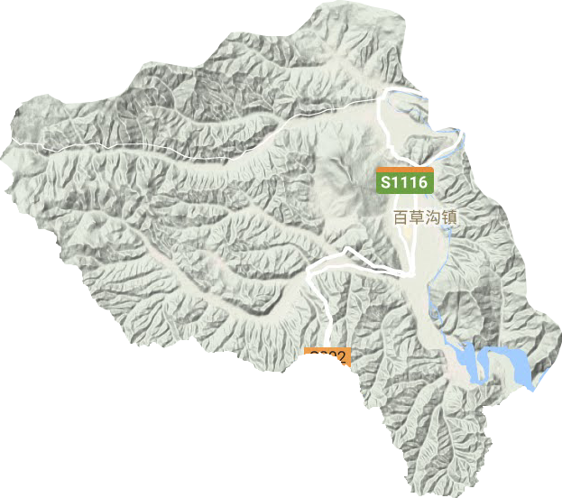 百草沟镇地形地图