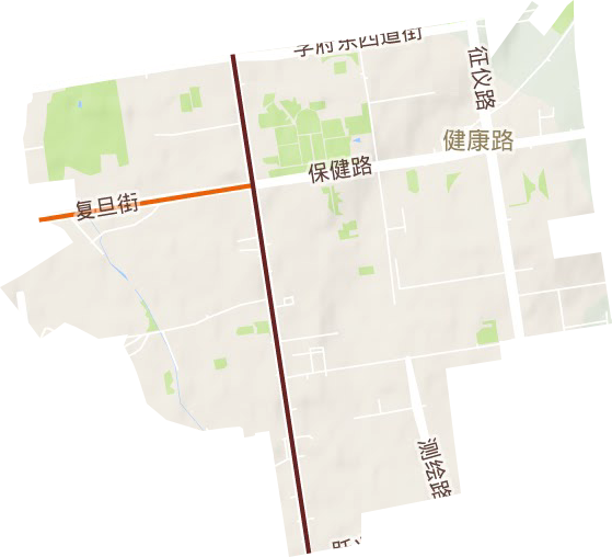 保健路街道地形地图