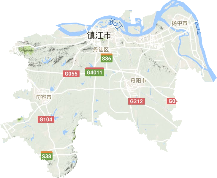 镇江市地形地图