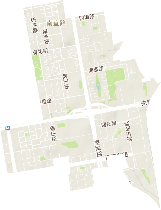 南直路街道地形地图