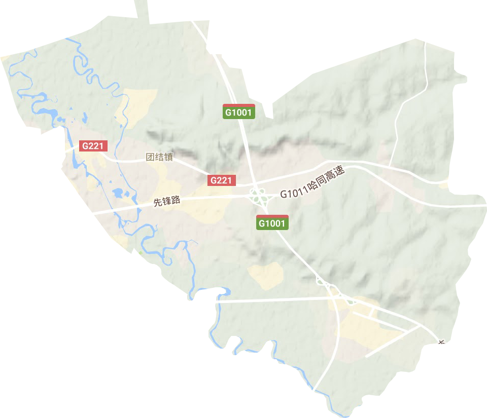 团结镇地形地图