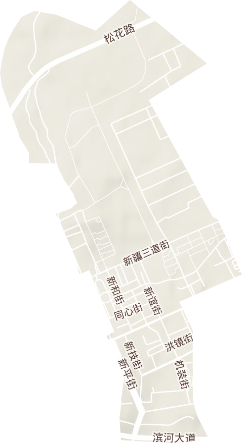 新疆街道地形地图