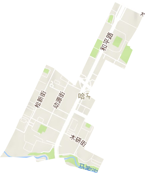 哈平路街道地形地图