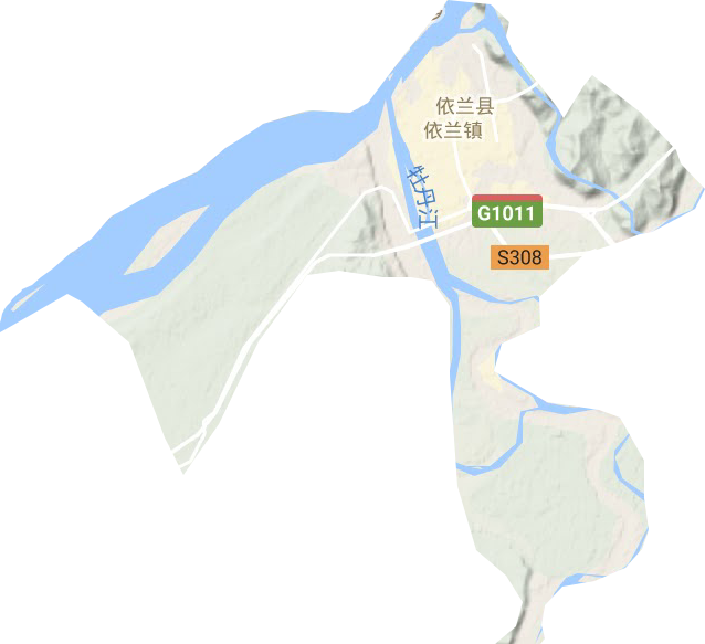 依兰镇地形地图