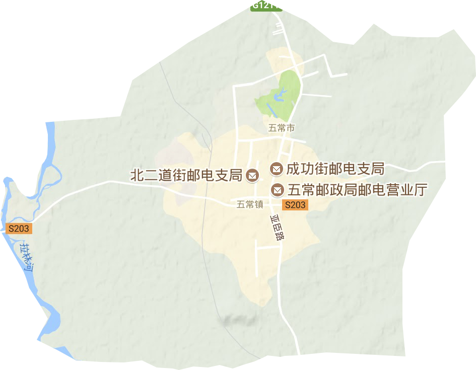 五常镇地形地图
