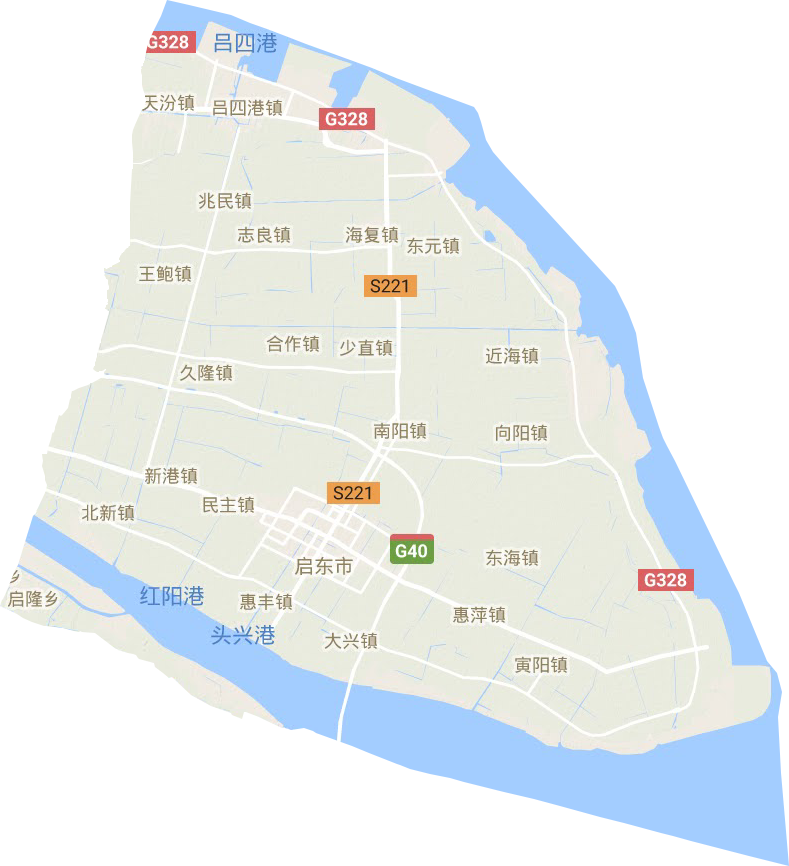 启东市地形地图