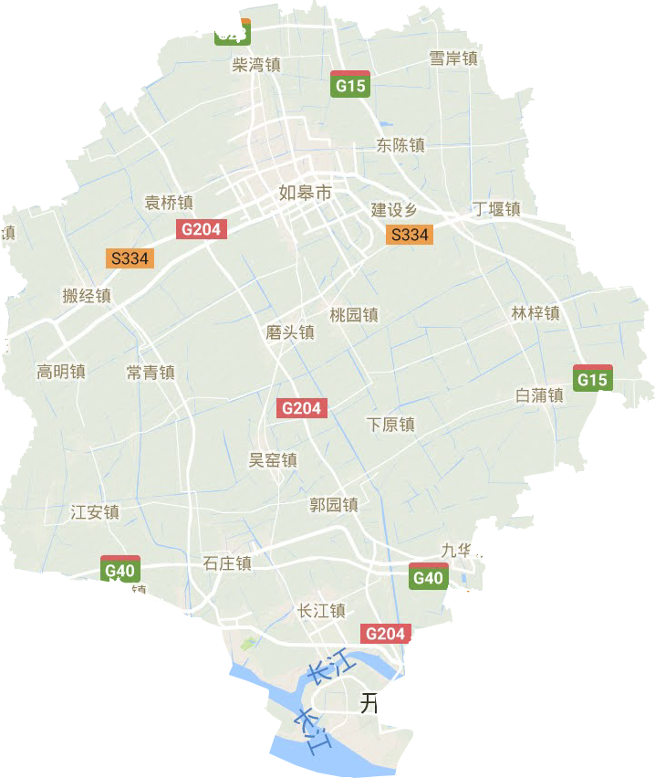 如皋市地形地图