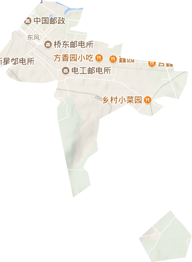 东风街道地形地图