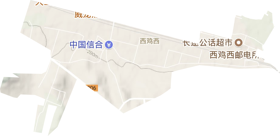 西鸡西街道地形地图