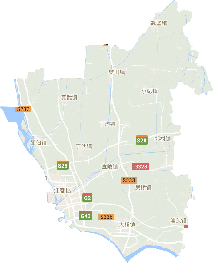 江都区地形地图