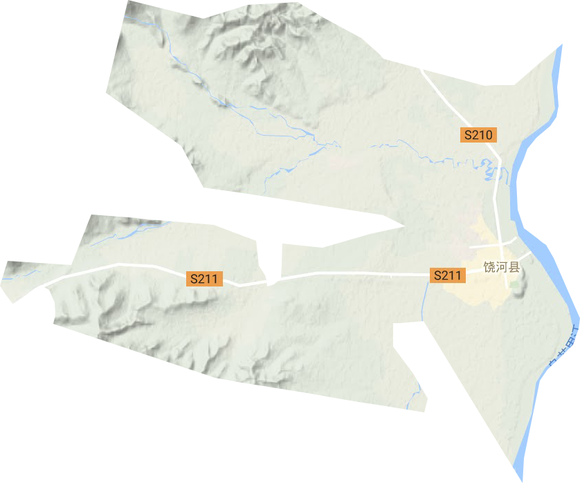 饶河镇地形地图