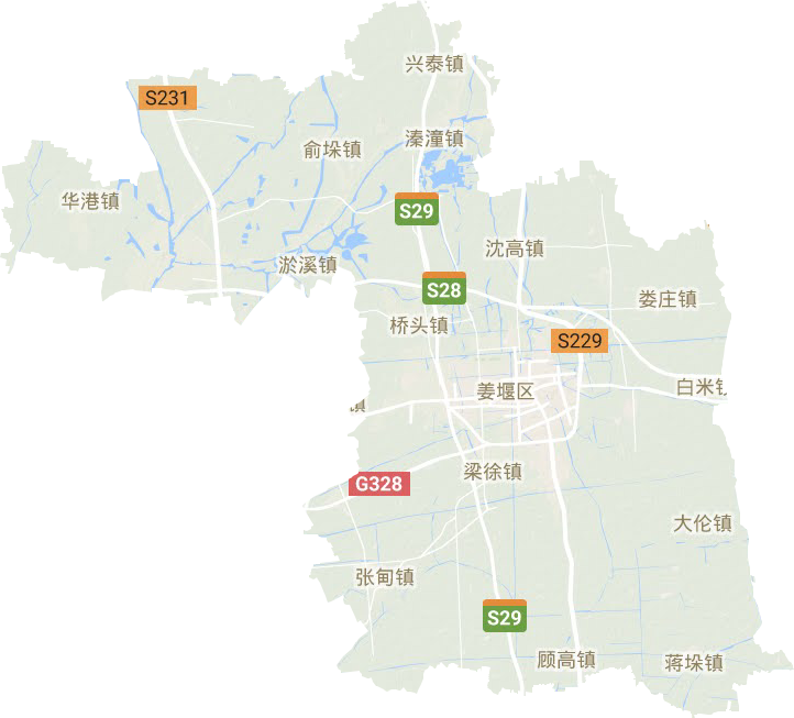 姜堰区地形地图