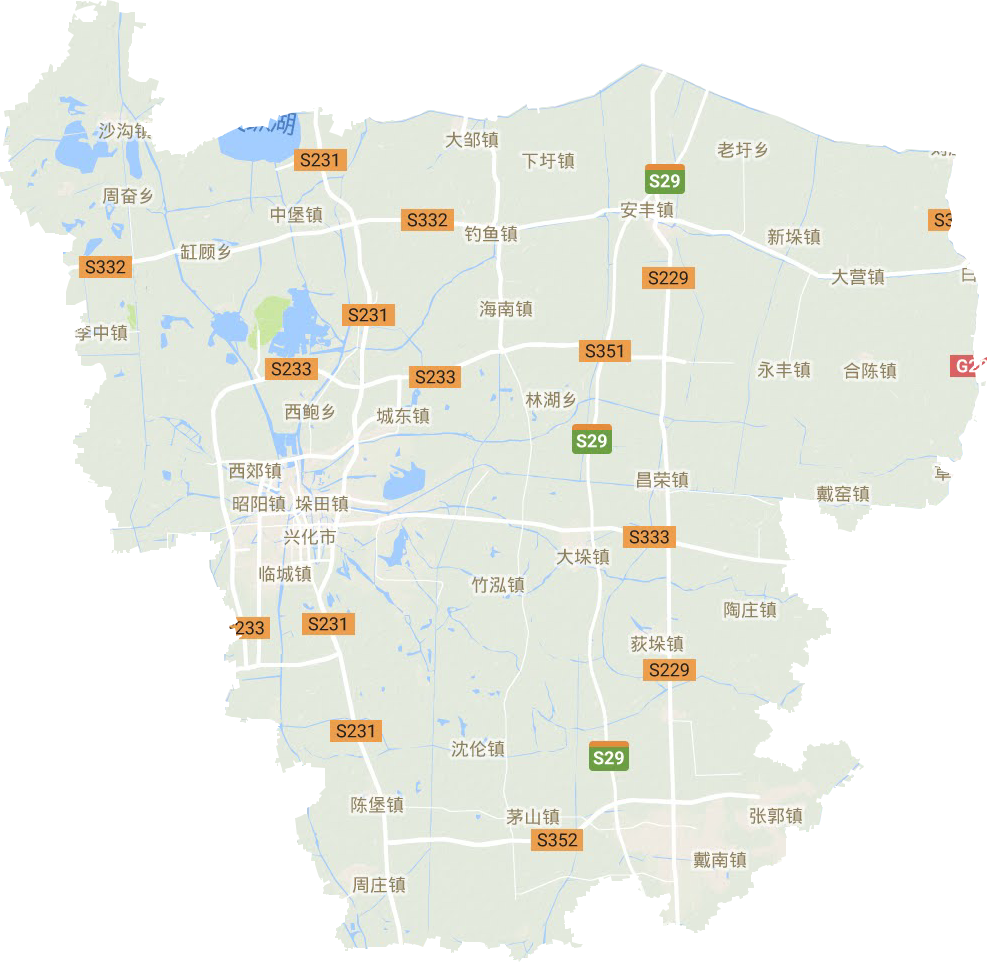 兴化市地形地图