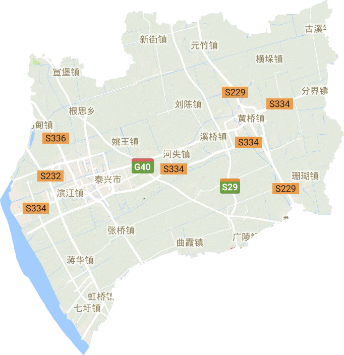泰兴市地形地图