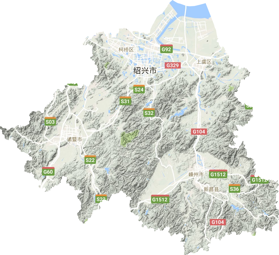 绍兴市地形地图
