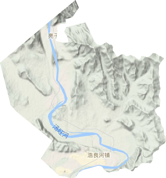 浩良河镇地形地图