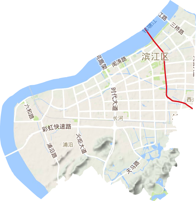 滨江区地形地图