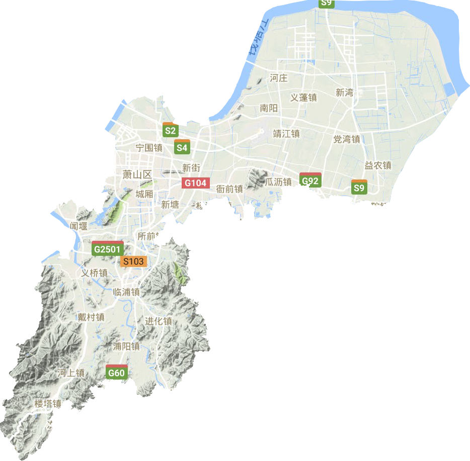 萧山区地形地图