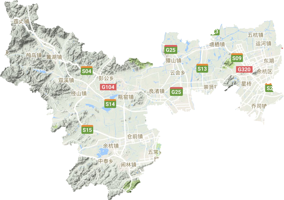 余杭区地形地图