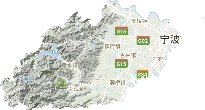 海曙区地形地图