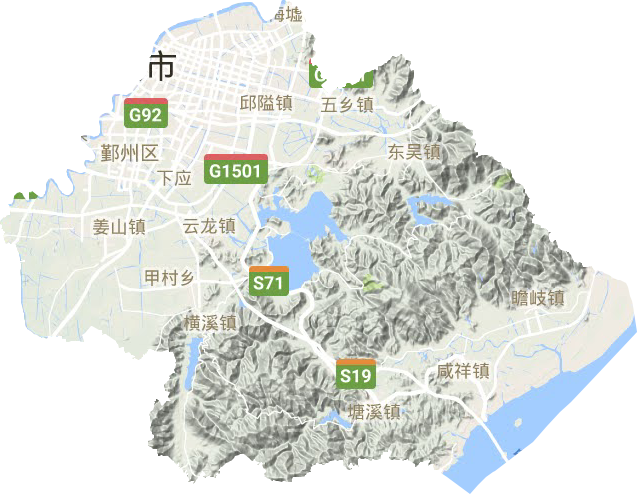鄞州区地形地图