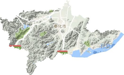 奉化区地形地图