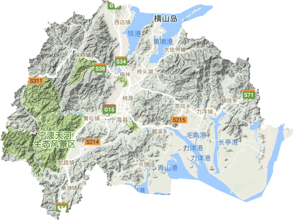 宁海县地形地图