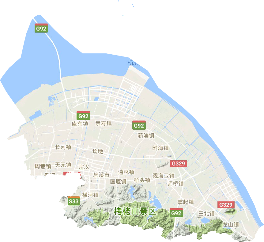 慈溪市地形地图
