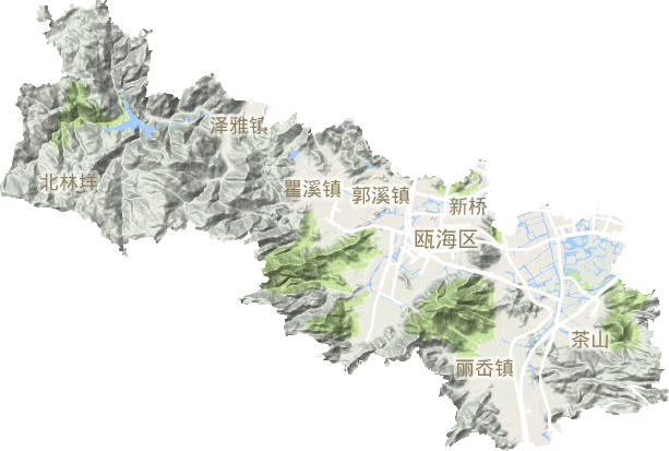 瓯海区地形地图