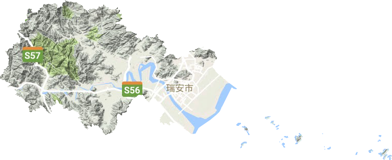 瑞安市地形地图