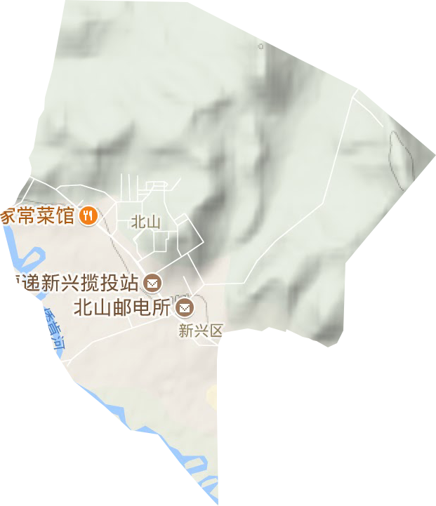 北山街道地形地图