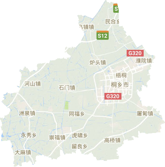 桐乡市地形地图