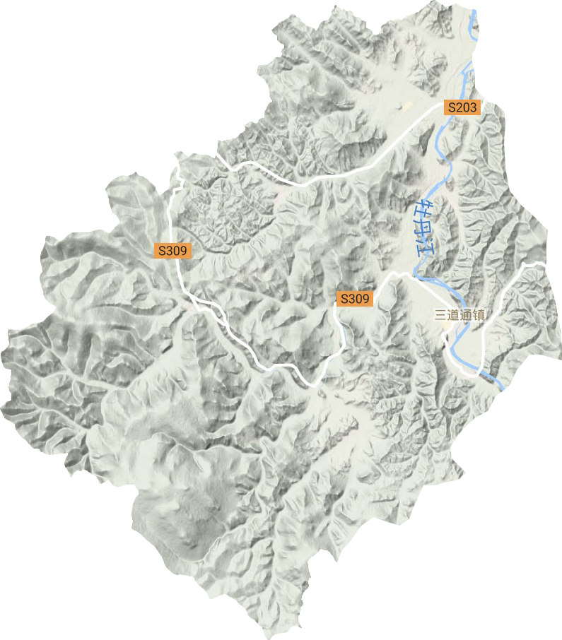 三道通镇地形地图