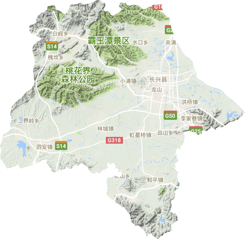 长兴县地形地图