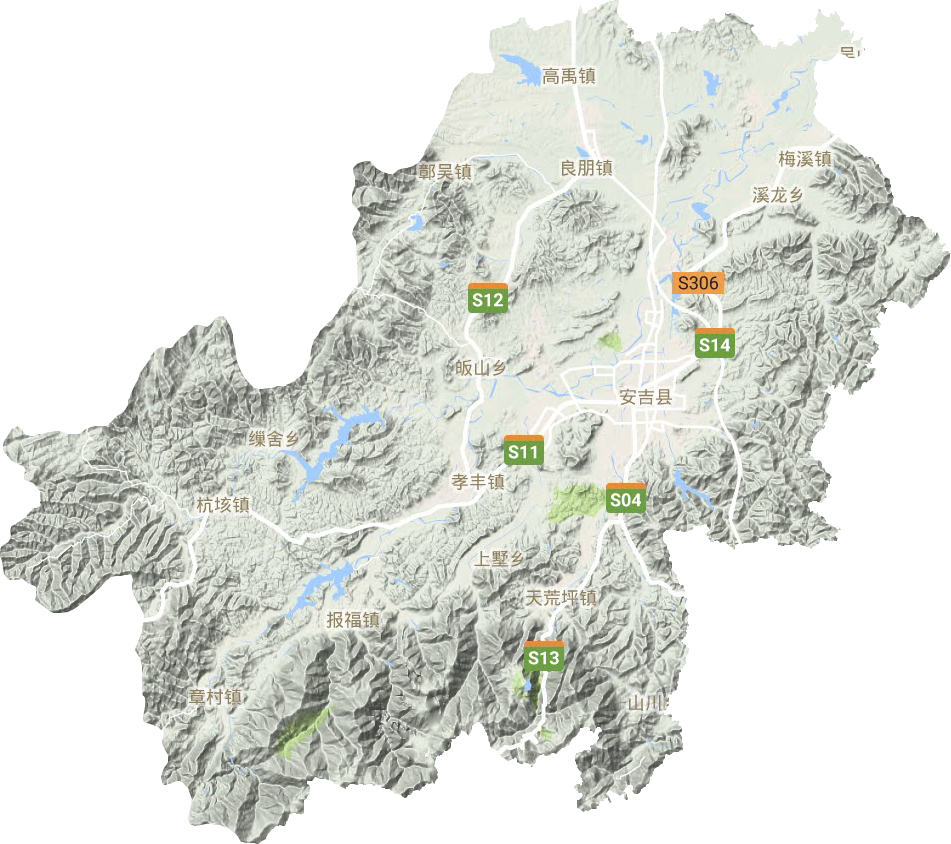 安吉县地形地图