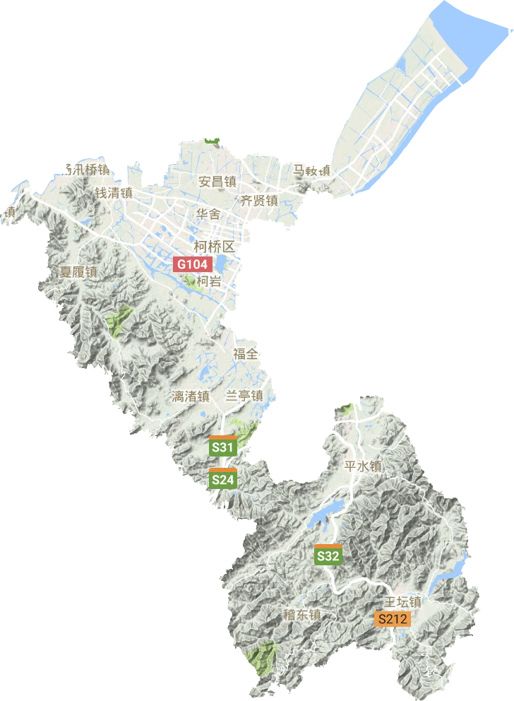 柯桥区地形地图