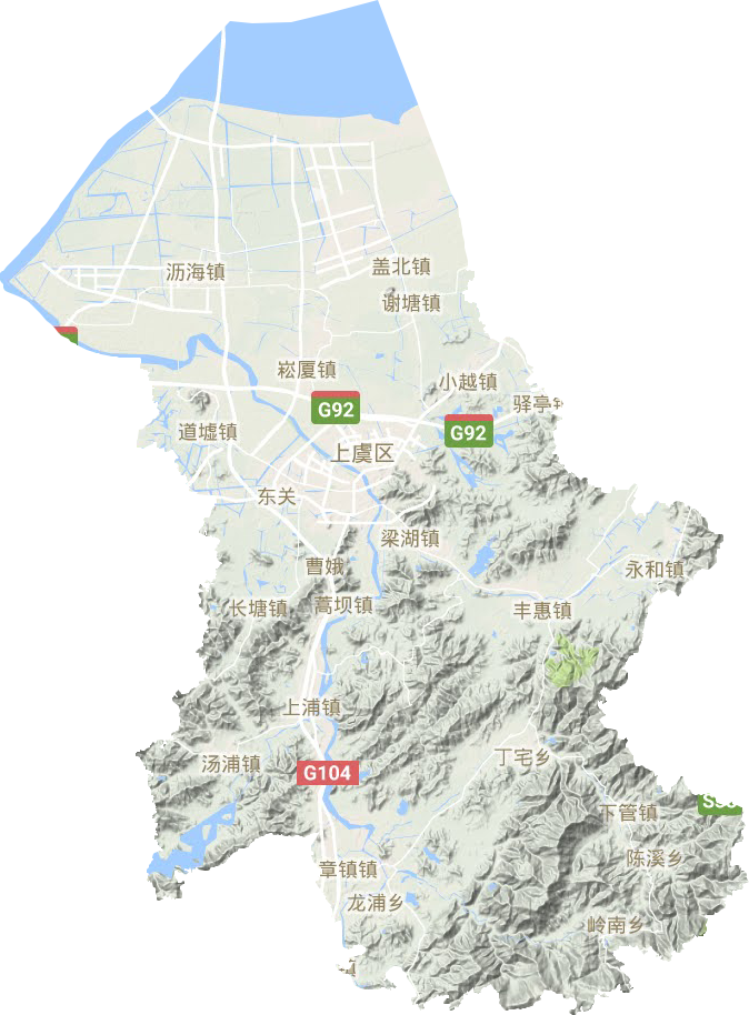 上虞区地形地图