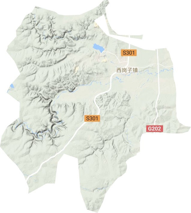 西岗子镇地形地图