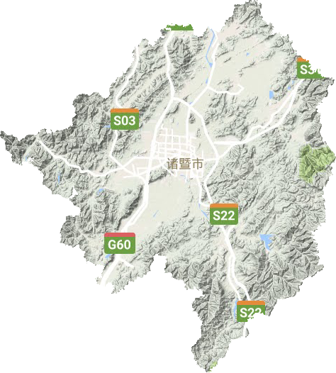 诸暨市地形地图