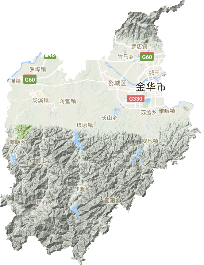 婺城区地形地图