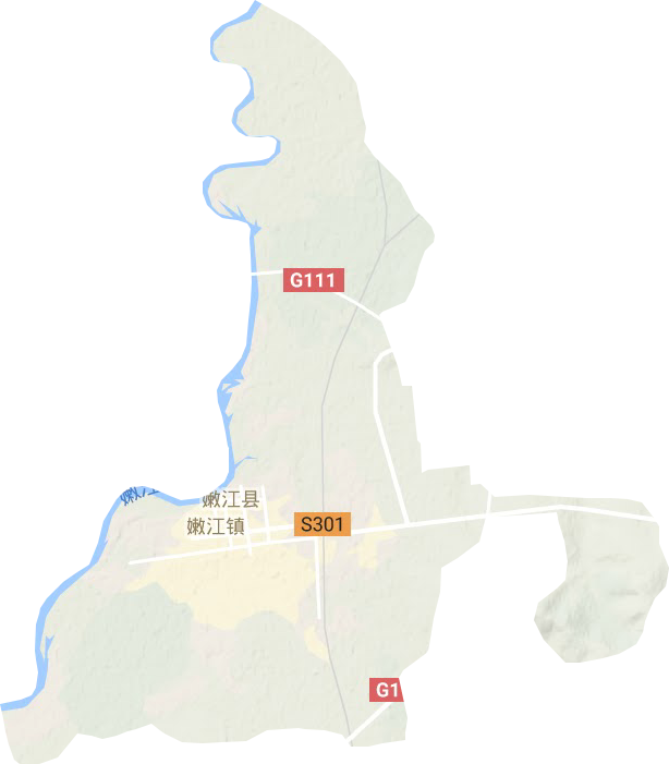 嫩江镇地形地图