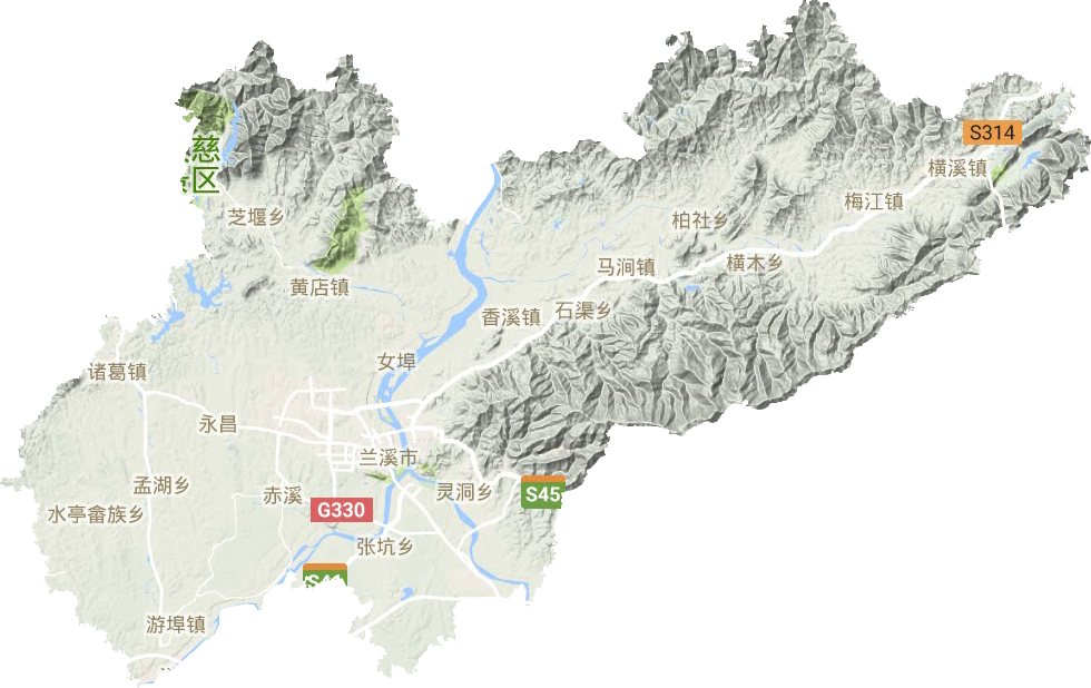 兰溪市地形地图