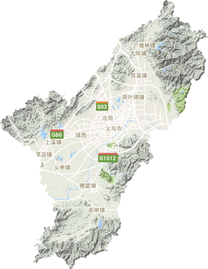 义乌市地形地图