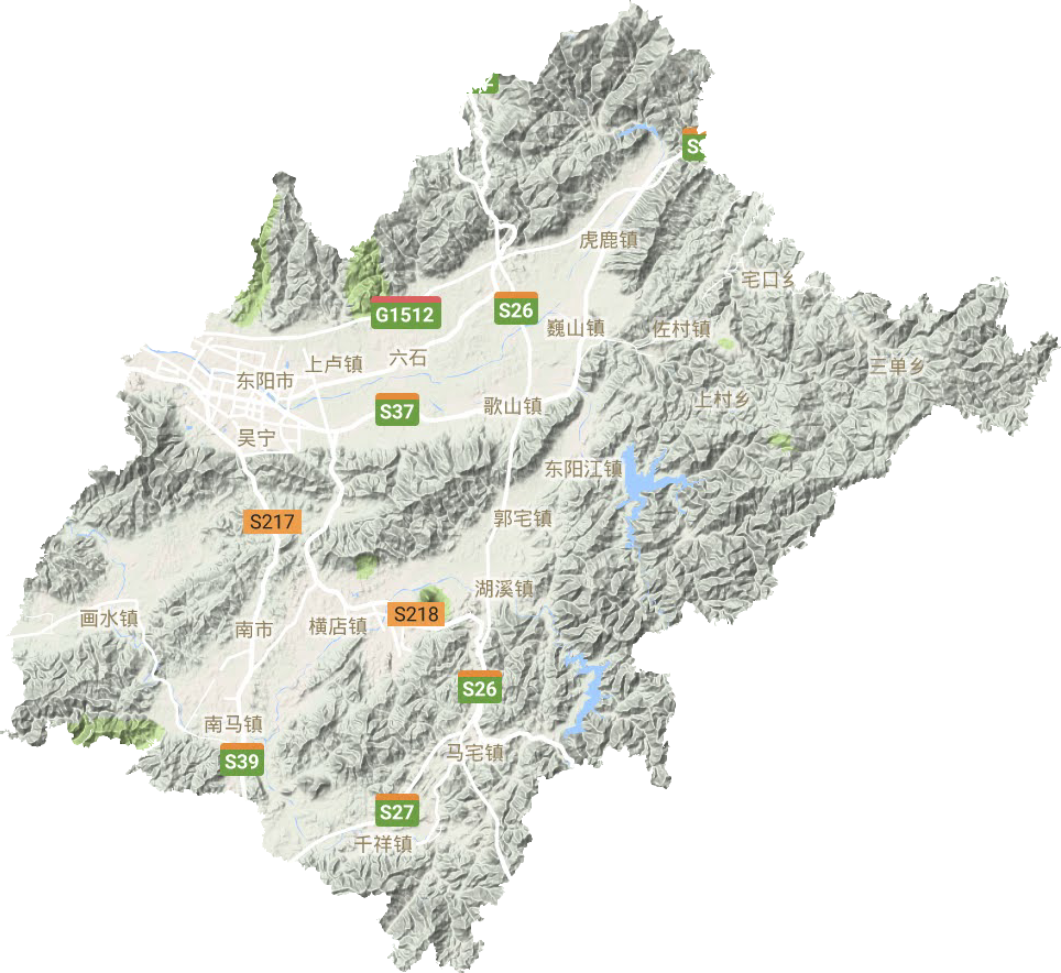 东阳市地形地图