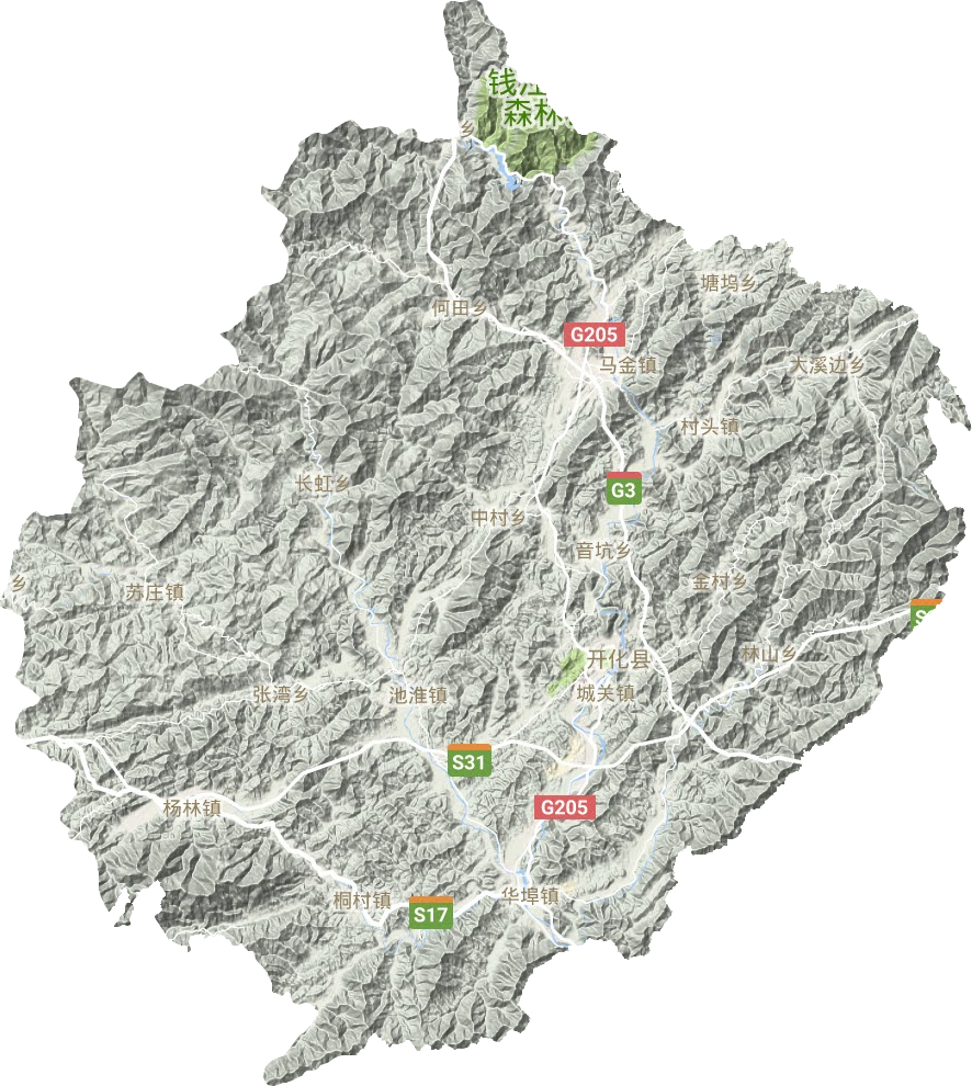 开化县地形地图